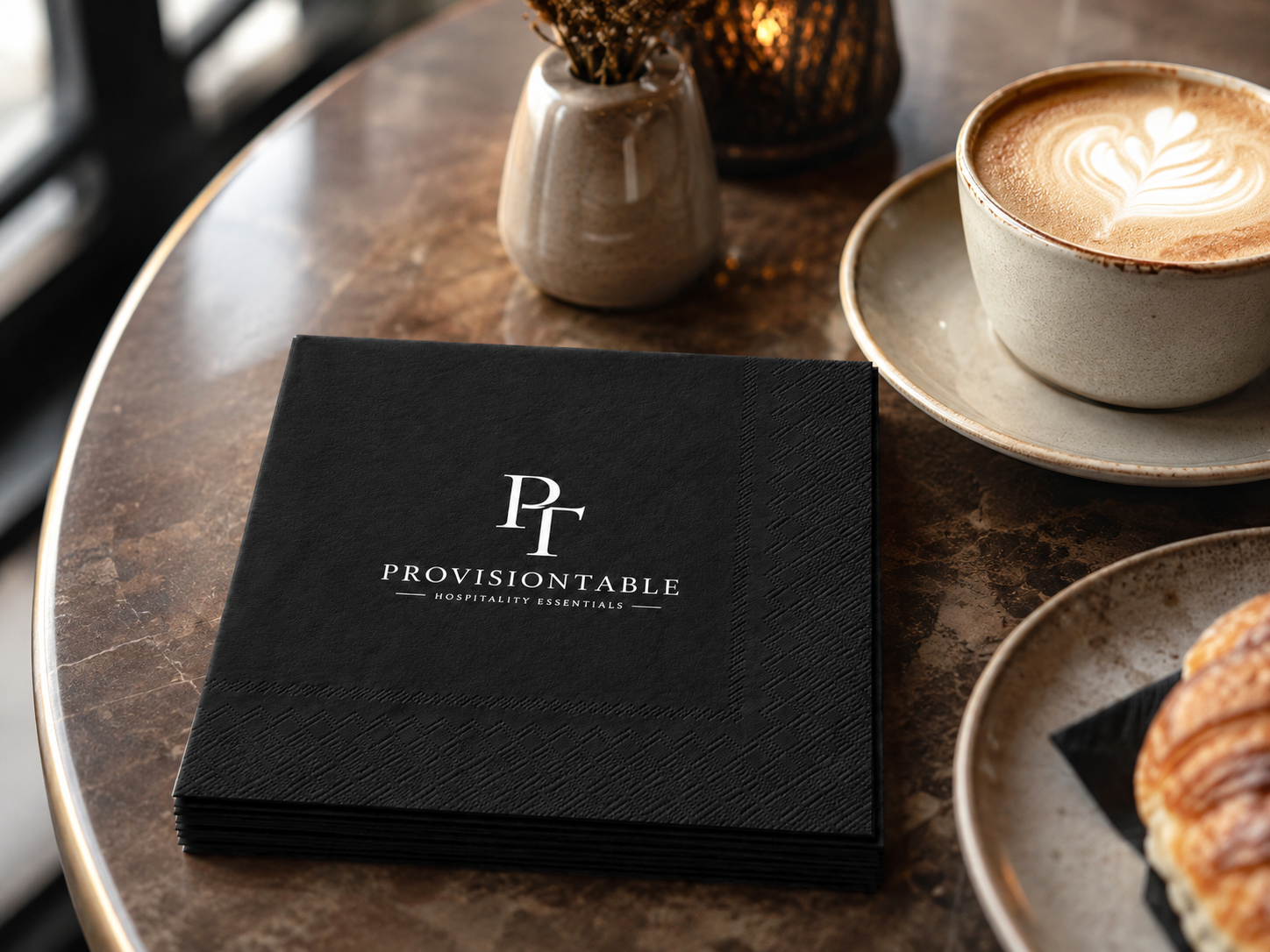 Premium Black Custom Cocktail Napkins for Cafés, Bars, Restaurants & Boutique Hotels