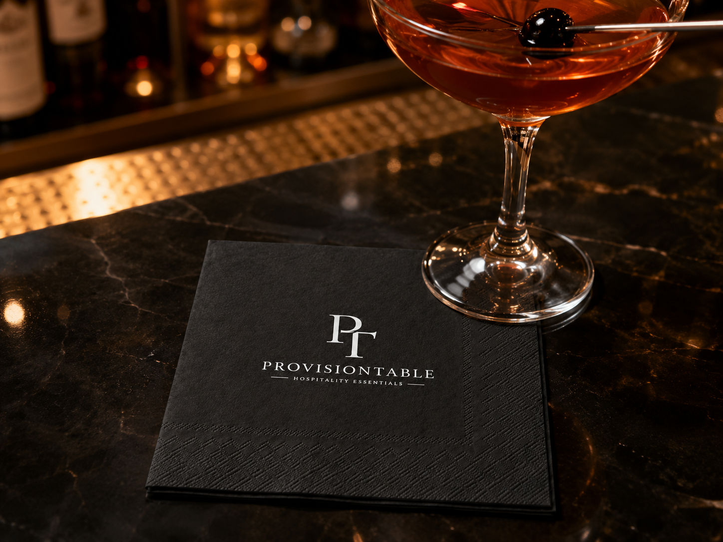 Premium Black Custom Cocktail Napkins for Cafés, Bars, Restaurants & Boutique Hotels