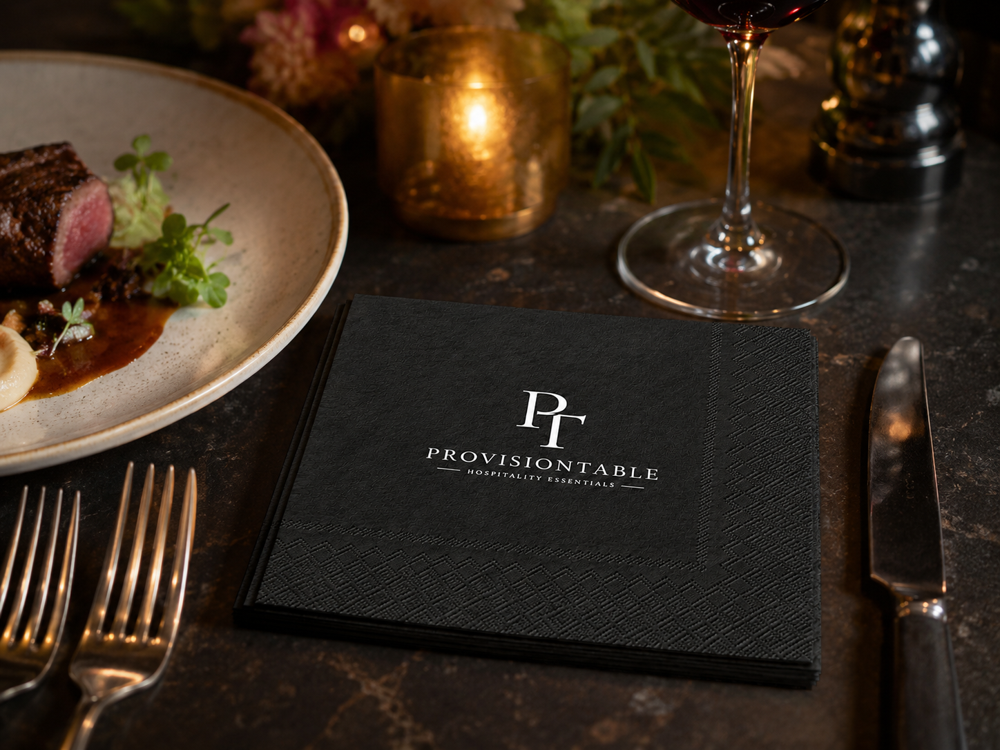 Premium Black Custom Cocktail Napkins for Cafés, Bars, Restaurants & Boutique Hotels