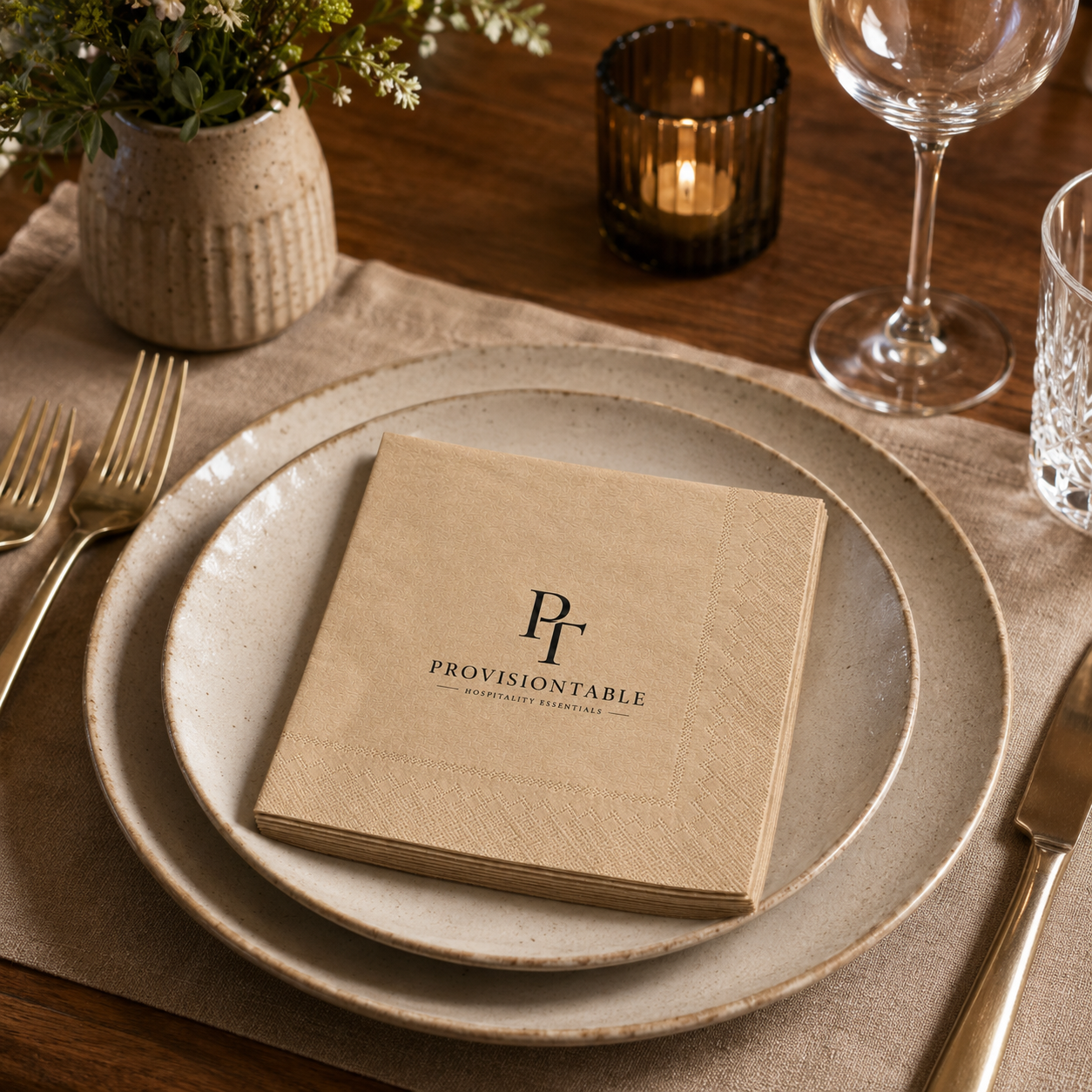 Natural Kraft Custom Logo Napkins for Restaurants, Bars & Hotels