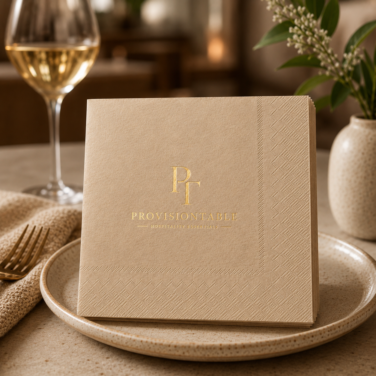 Natural Kraft Custom Logo Napkins for Restaurants, Bars & Hotels